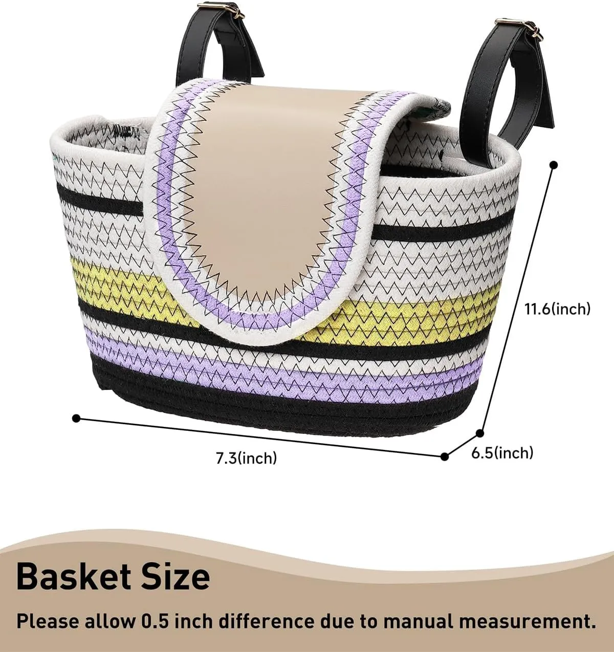 Handmade Bike Basket Front, Woven Bicycle Baskets for Adult Bikes, Rustic Detachable Handlebar Basket with Lid, Adjustable Leather Straps