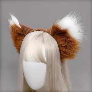 Handmade Fur Fox Wolf Cat Ears Headwear Women Men Cosplay Costume Party Cute Head Accessories for Halloween