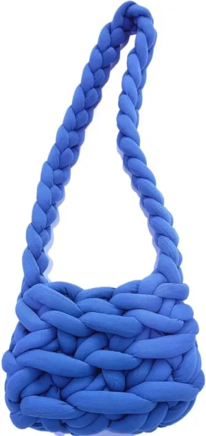 Handmade Knitting Bag Chunky Horizontal Knitting Bag Infusion Core Yarn Stripe Line Shoulder Bag(Color 14)