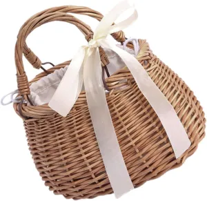 Handmade Willow Flower Basket Large Floral Tote Bag Rural Style Hand Basket Straw Bag Woven Hanheld