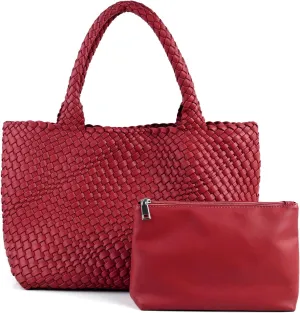 Handmade Woven Bag Satchel Handbag For Women Vegan Leather Tote Bag With Purses Travel Shoulder Bag Underarm Bag