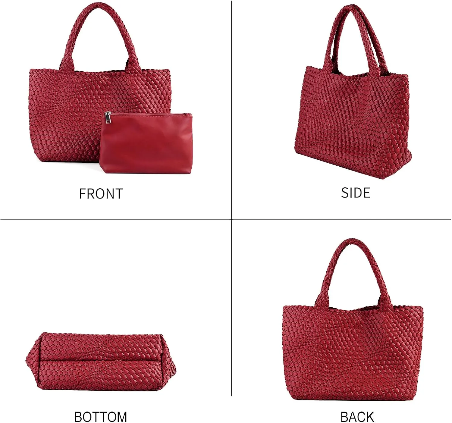 Handmade Woven Bag Satchel Handbag For Women Vegan Leather Tote Bag With Purses Travel Shoulder Bag Underarm Bag