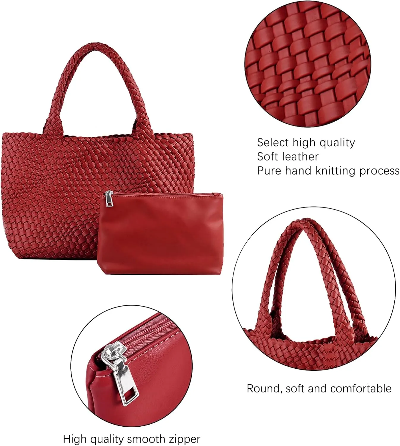 Handmade Woven Bag Satchel Handbag For Women Vegan Leather Tote Bag With Purses Travel Shoulder Bag Underarm Bag