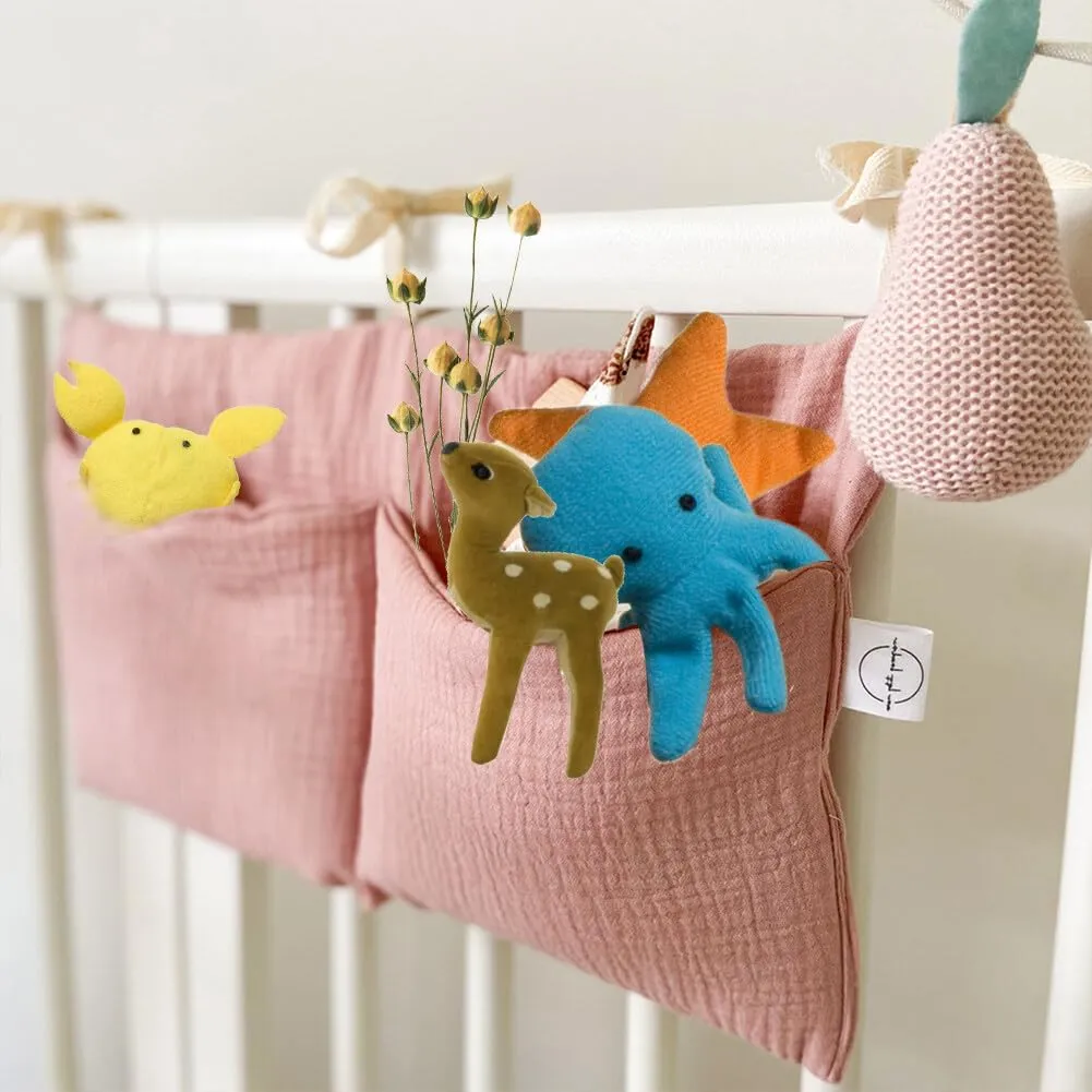 Hanging Diaper Caddy Organizer, Stacker, Crib Pocket With Straps - Classified Storage Bag for Nursery Diapers, Wipes, Baby Essentials (Gray)