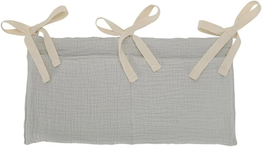 Hanging Diaper Caddy Organizer, Stacker, Crib Pocket With Straps - Classified Storage Bag for Nursery Diapers, Wipes, Baby Essentials (Gray)