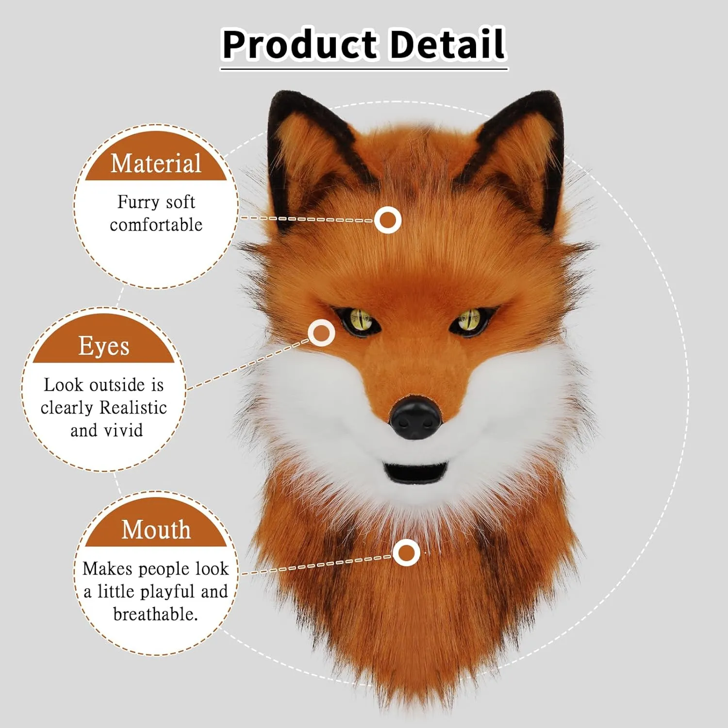 HAOAN Furry Dog Mask Animal Wolf Full Head for Halloween Fancy Dress Party Cosplay Costume Women Men