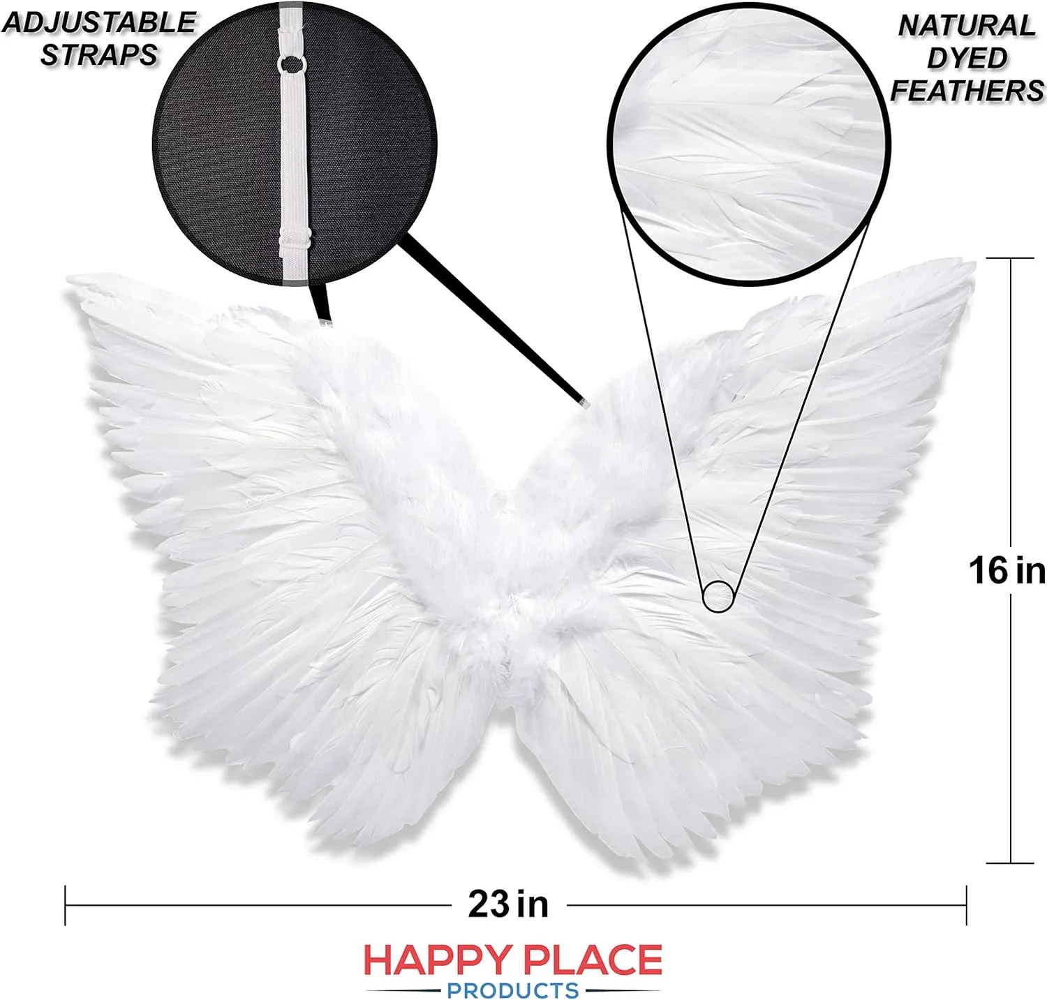 HAPPY PLACE PRODUCTS Angel Wings Costume for Women with Adjustable Straps to Fit Most Sizes Photoshoot prop Halloween Costume