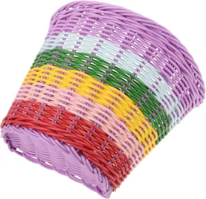 Happyyami Woven Bike Basket Heavy Duty Multi-use Basket for Cycling Capacity for Boys and Girls Stable Easy to Install Rainbow Color