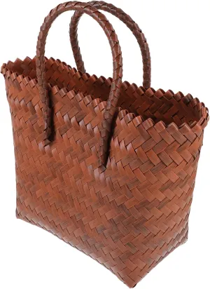 Happyyami Woven Handbag Basket Capacity Retro Beach Bag for Travel Versatile Storage for Picnic Hiking Shopping Family Gatherings Material with Strong Bearing Capacity
