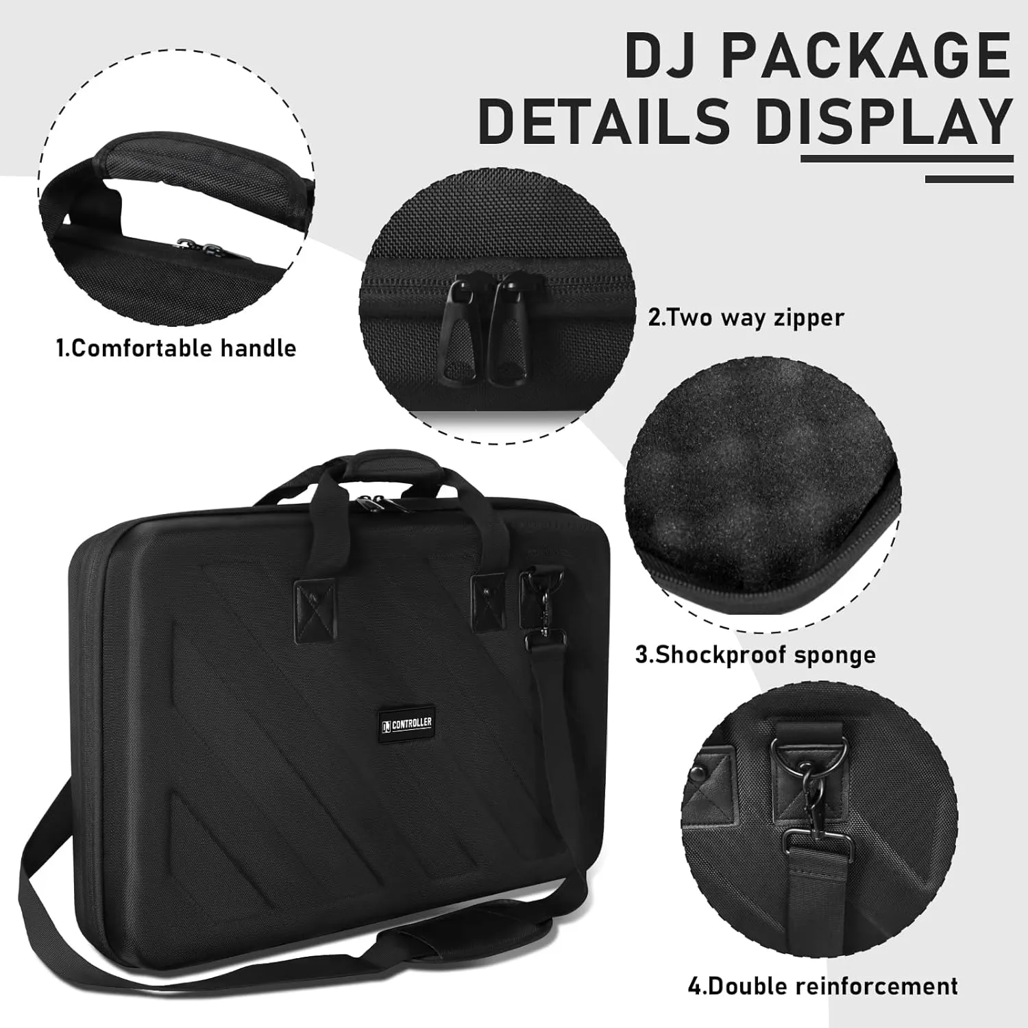 Hard Case Compatible with Pioneer DJ Controller DDJ-SR/SR2/REV1/Denon MC4000/Numark NVII/Mixtrack Pro3/Hercules Inpulse 500/NV Platinum Protective Carrying Storage Bag
