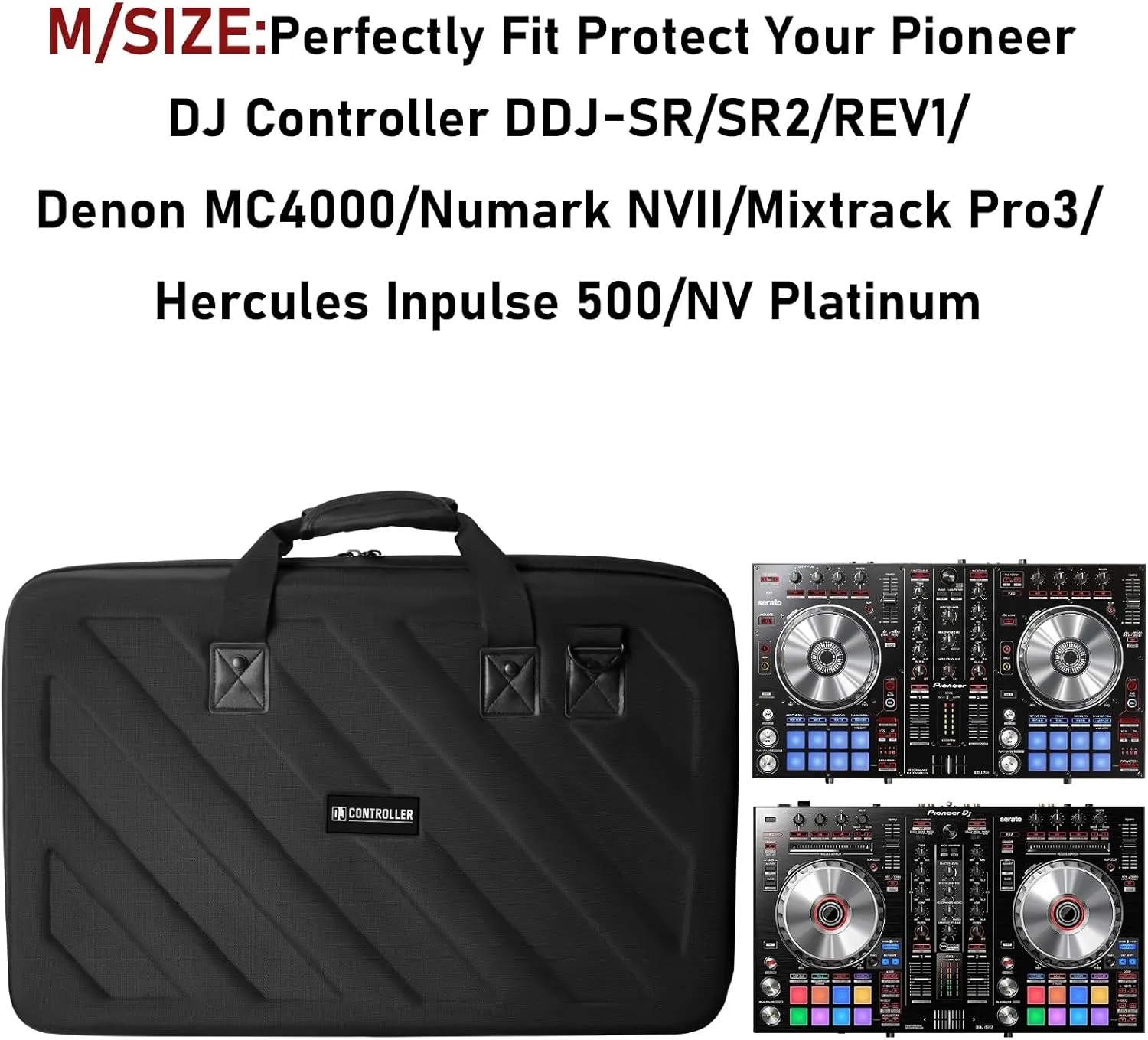 Hard Case Compatible with Pioneer DJ Controller DDJ-SR/SR2/REV1/Denon MC4000/Numark NVII/Mixtrack Pro3/Hercules Inpulse 500/NV Platinum Protective Carrying Storage Bag
