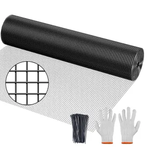 Hardware Cloth, 1/2 inch 48" x 100' Galvanized Chicken Wire Fence, 19 Gauge Vinyl Coated Wire Mesh Roll, Black Welded Wire Fencing Roll Gopher Wire Mesh Roll for Garden Fencing Rabbit Snake Wire
