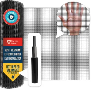 Hardware Cloth 1/4 inch 48" x 50 ft Mesh - 23 Gauges Black Vinyl Welded Wire Fencing - Chicken Wire Mesh Roll - Rodent & Snake PVC Coated Wire Fence Rolls - Gopher & Rabbit Wire by Fauna Shield