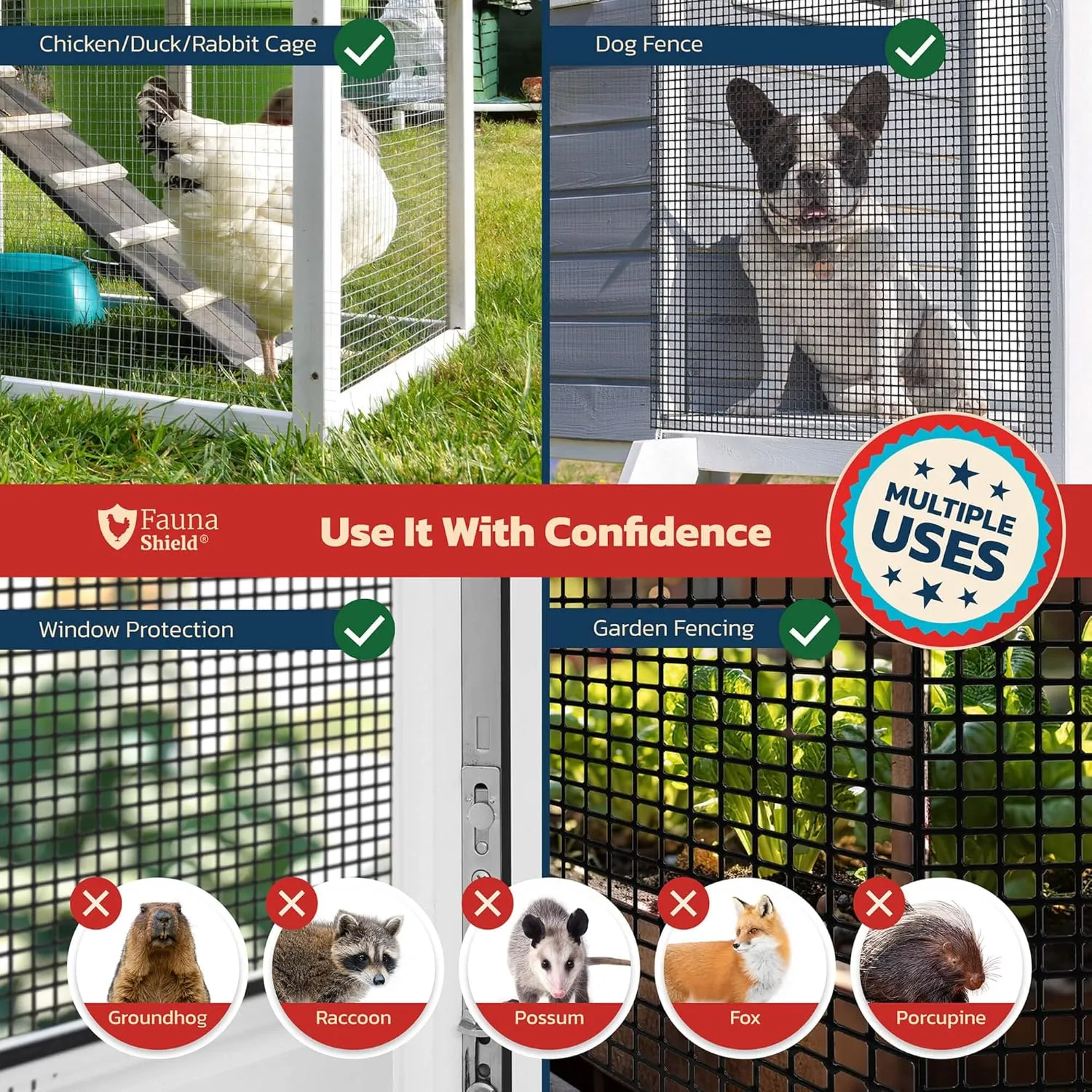 Hardware Cloth 1/4 inch 48" x 50 ft Mesh - 23 Gauges Black Vinyl Welded Wire Fencing - Chicken Wire Mesh Roll - Rodent & Snake PVC Coated Wire Fence Rolls - Gopher & Rabbit Wire by Fauna Shield