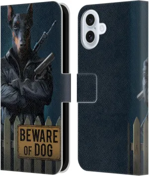 Head Case Designs Officially Licensed Vincent HIE Beware of Dog Canidae Leather Book Wallet Case Cover Compatible with Apple iPhone 16 Plus