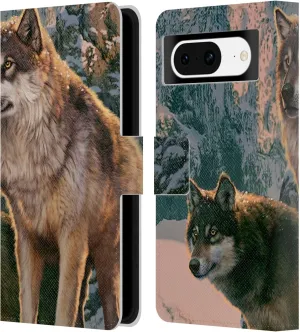 Head Case Designs Officially Licensed Vincent HIE Wolf Couple Canidae Leather Book Wallet Case Cover Compatible with Google Pixel 8