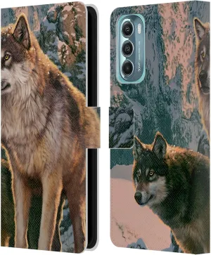 Head Case Designs Officially Licensed Vincent HIE Wolf Couple Canidae Leather Book Wallet Case Cover Compatible with Motorola Moto G Stylus 5G (2022)