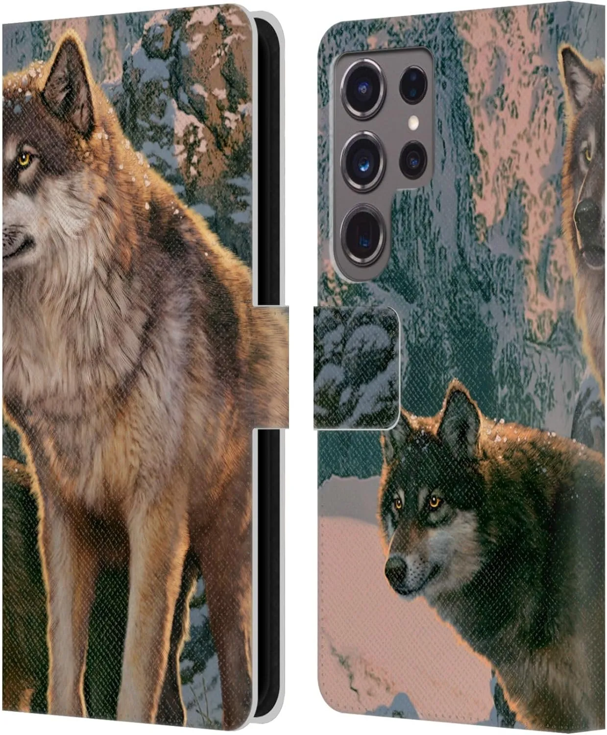 Head Case Designs Officially Licensed Vincent HIE Wolf Couple Canidae Leather Book Wallet Case Cover Compatible with Samsung Galaxy S24 Ultra 5G