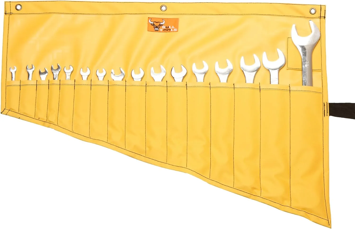 Heavy-Duty Wrench Organizer Roll-Up Bag – 16 Pocket SAE & Metric Wrench Pouch – Waterproof Oxford Canvas Tool Organizer for Mechanics, Plumbers, & DIY Projects – Yellow (Tools Not Included)