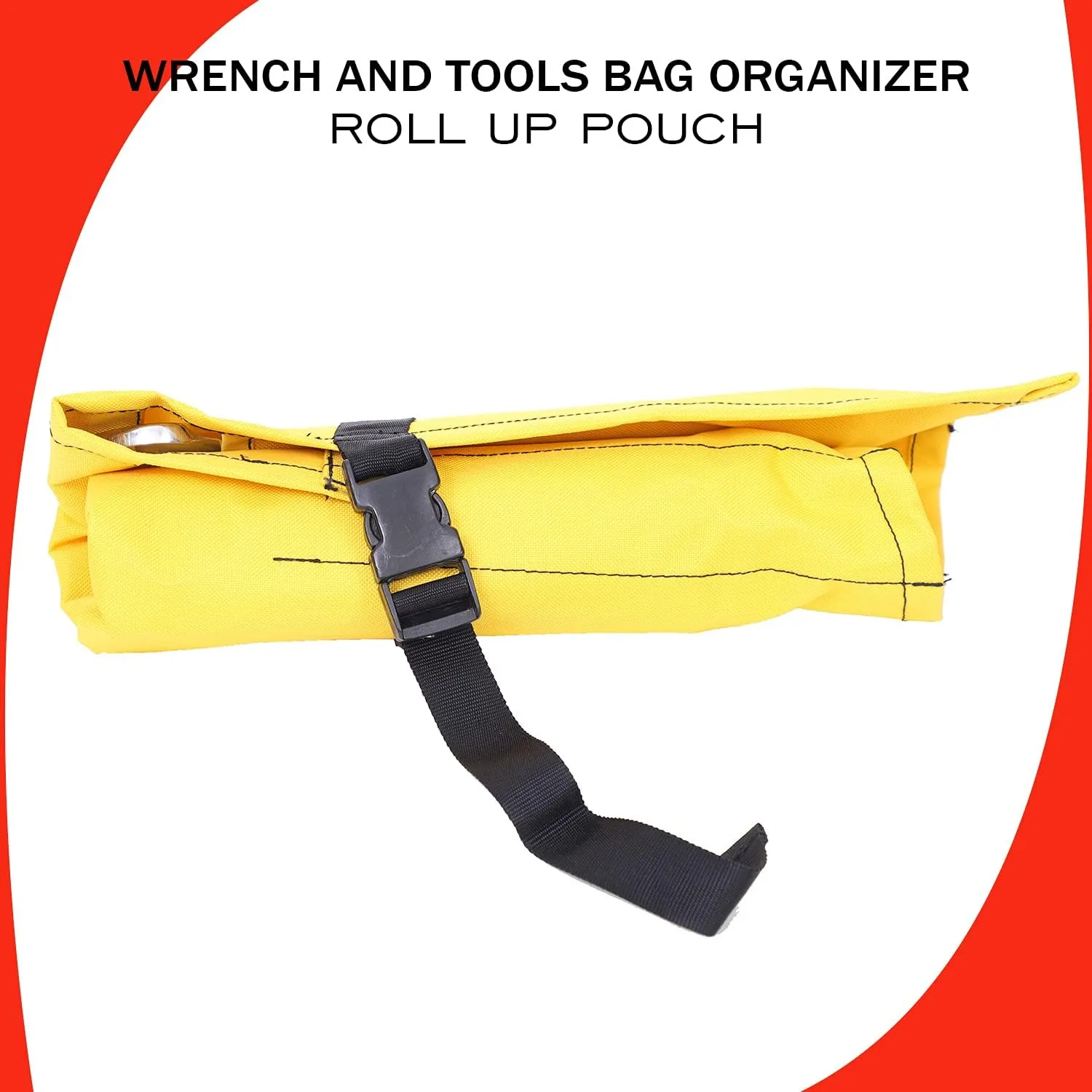 Heavy-Duty Wrench Organizer Roll-Up Bag – 16 Pocket SAE & Metric Wrench Pouch – Waterproof Oxford Canvas Tool Organizer for Mechanics, Plumbers, & DIY Projects – Yellow (Tools Not Included)