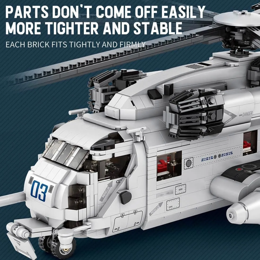 Helicopter Building Blocks Set, MOC Military Aircraft Model Stacking Construction, CH-53E Super Stallion 1/35 Scale Modern Military-Themed Small Particles Building Set