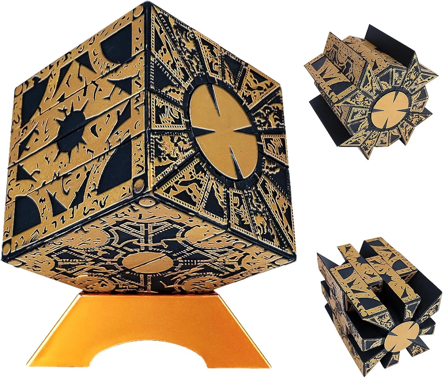 Hellraiser Puzzle Box, Functional Detachable Lament Configuration Puzzle Cube with Base - Movies Props Halloween Decoration (Standard Version)