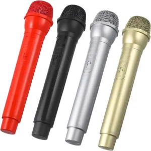 Hemoton 4pcs Toy Microphone Prop Realistic Plastic Mics for Boys and Girls Safe Pretend Play for Karaoke Birthday Parties Costume Cosplay and Musical Exploration