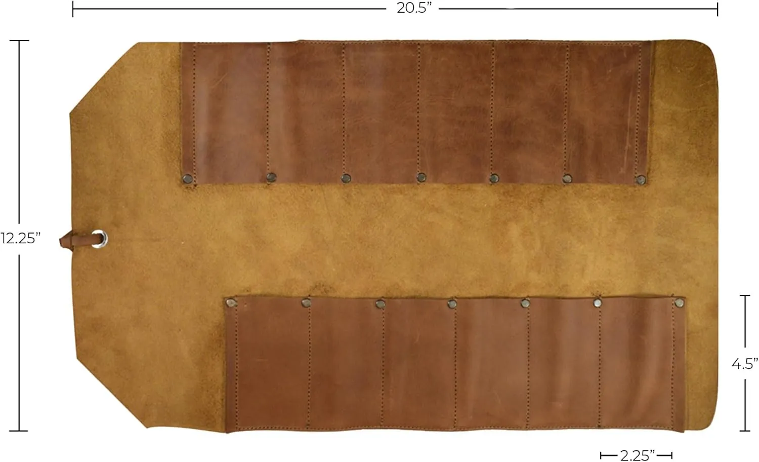 Hide & Drink, Big Tool Roll Up Bag with 12 Slots, Workshop Storage, Woodworking Tools Organizer, Rustic Case, Full Grain Leather, Handmade, Single Malt Mahogany
