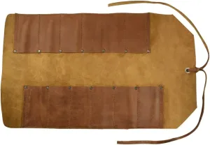 Hide & Drink, Big Tool Roll Up Bag with 12 Slots, Workshop Storage, Woodworking Tools Organizer, Rustic Case, Full Grain Leather, Handmade, Single Malt Mahogany