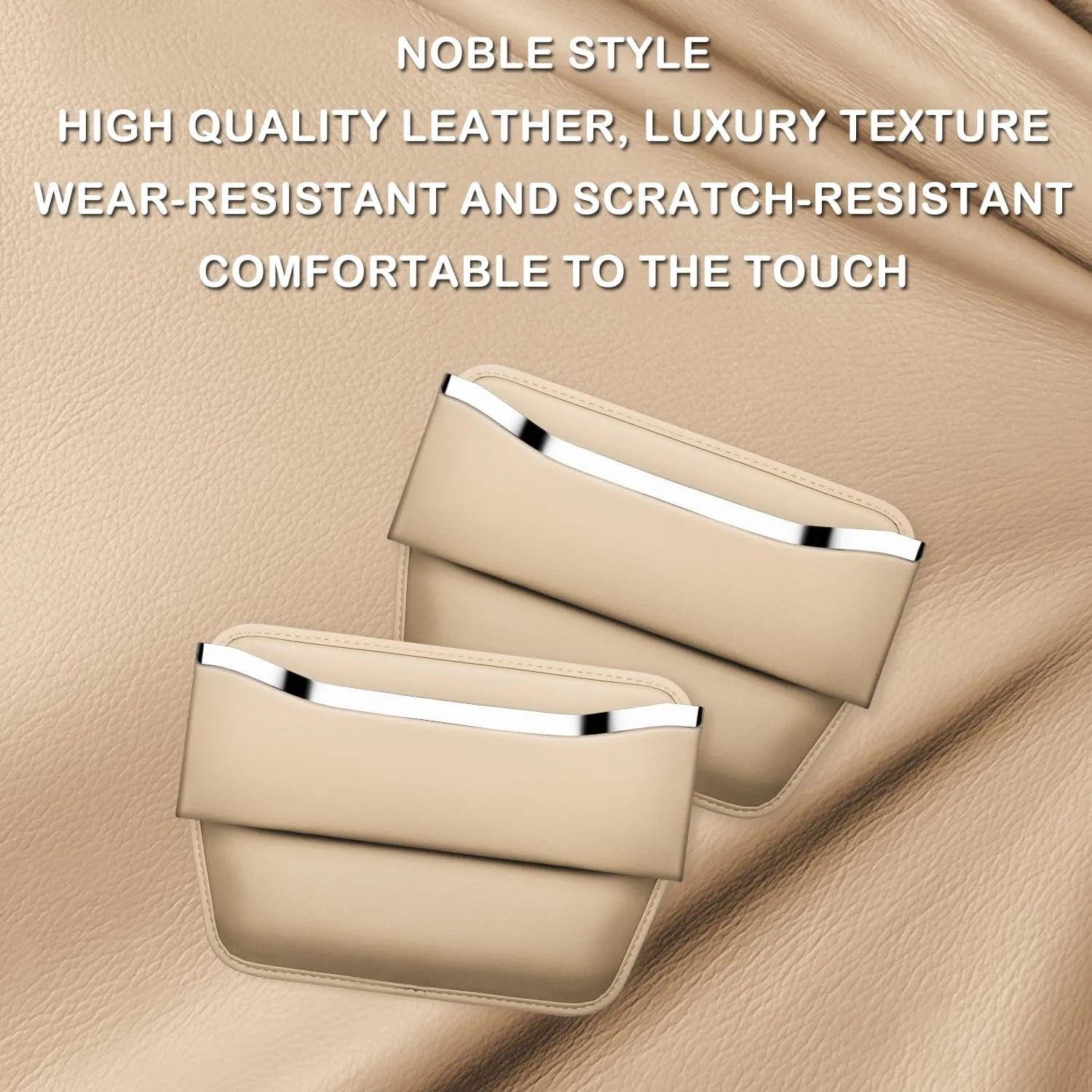 HOLDCY Car Seat Gap Filler Organizer - Leather Console Side Pocket Seat Storage - Stylish and Practical Car Accessories for Cars,SUV,Truck (Beige - 1 Pack)