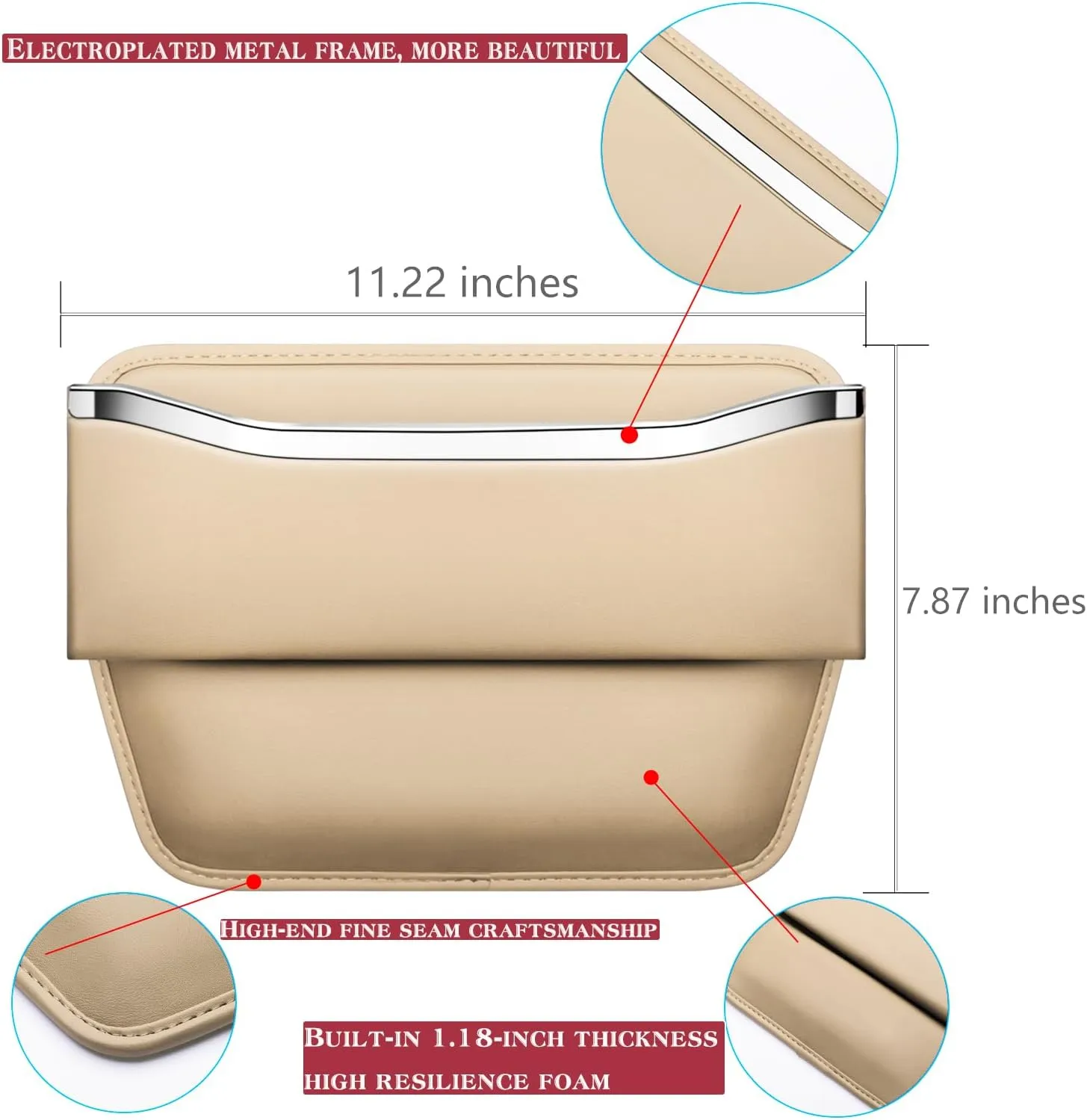HOLDCY Car Seat Gap Filler Organizer - Leather Console Side Pocket Seat Storage - Stylish and Practical Car Accessories for Cars,SUV,Truck (Beige - 1 Pack)
