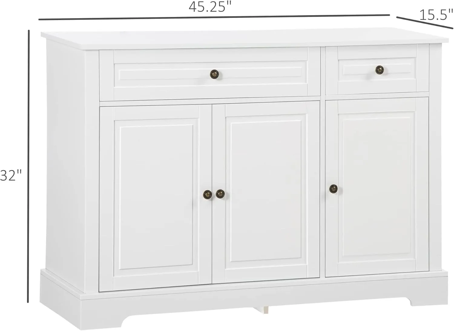 HOMCOM Sideboard Buffet Cabinet, Modern Kitchen Cabinet with 2 Drawers and Adjustable Shelves, Coffee Bar Cabinet, White