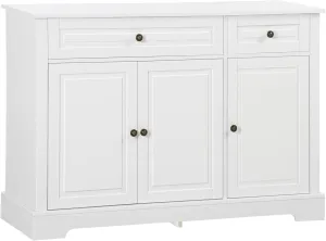 HOMCOM Sideboard Buffet Cabinet, Modern Kitchen Cabinet with 2 Drawers and Adjustable Shelves, Coffee Bar Cabinet, White