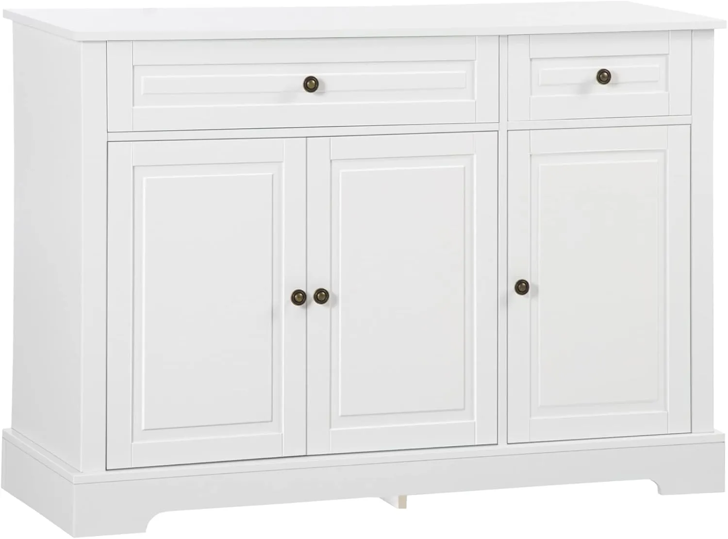 HOMCOM Sideboard Buffet Cabinet, Modern Kitchen Cabinet with 2 Drawers and Adjustable Shelves, Coffee Bar Cabinet, White