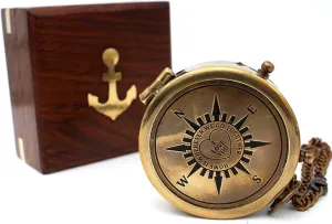Home is Wherever Engraved Camping Compass with Wooden Case – Romantic Gift for Boyfriend, Girlfriend, Husband – Anniversary, Engagement, Wedding Gift for Him