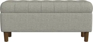 HomePop Home Decor | Tufted Ainsley Button Storage Ottoman Bench with Hinged Lid | Ottoman Bench with Storage for Living Room & Bedroom,Gray Woven