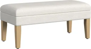 HomePop Home Decor | Upholstered Decorative Storage Ottoman Bench | Ottoman Bench with Storage for Living Room & Bedroom | Decorative Home Furniture, Cream Textured Woven