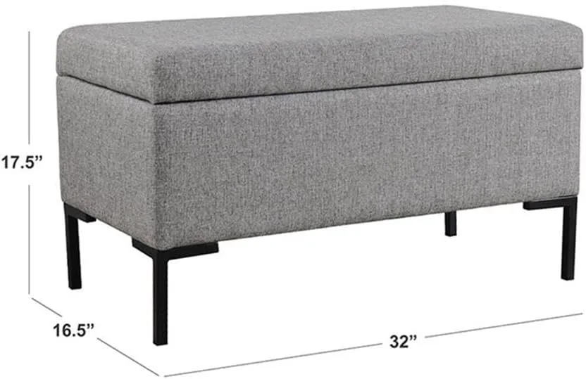 HomePop Upholstered Storage Bench with Metal Leg Home Décor|Bench with Storage for Living Room & Entryway - Gray Woven
