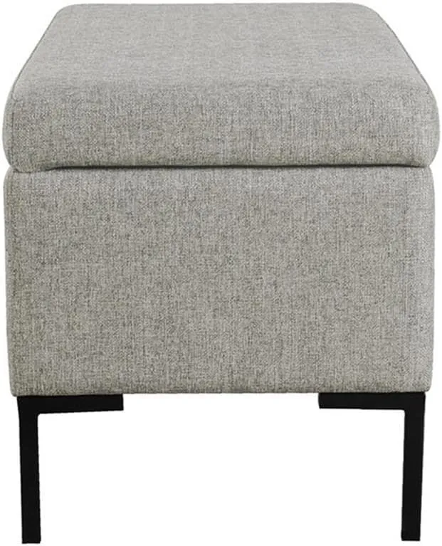 HomePop Upholstered Storage Bench with Metal Leg Home Décor|Bench with Storage for Living Room & Entryway - Gray Woven