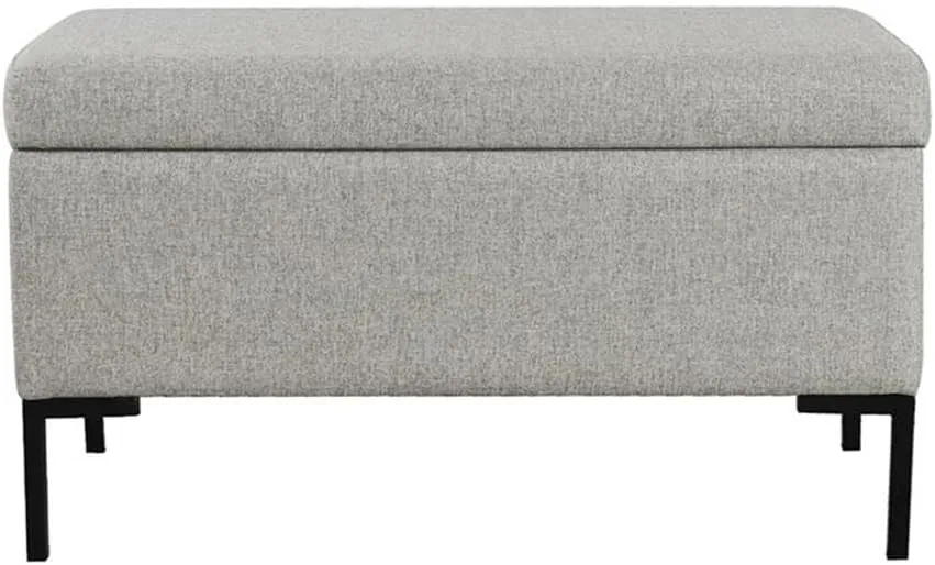 HomePop Upholstered Storage Bench with Metal Leg Home Décor|Bench with Storage for Living Room & Entryway - Gray Woven
