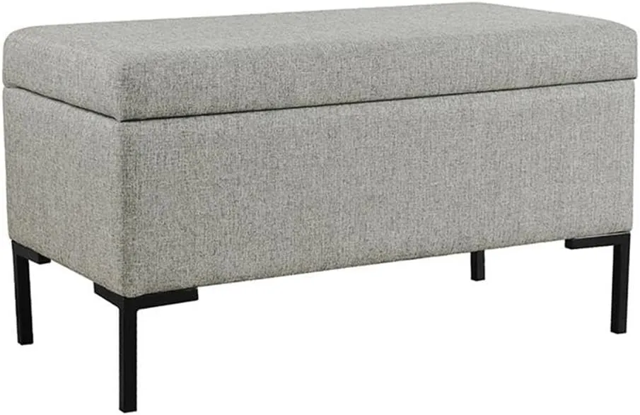 HomePop Upholstered Storage Bench with Metal Leg Home Décor|Bench with Storage for Living Room & Entryway - Gray Woven