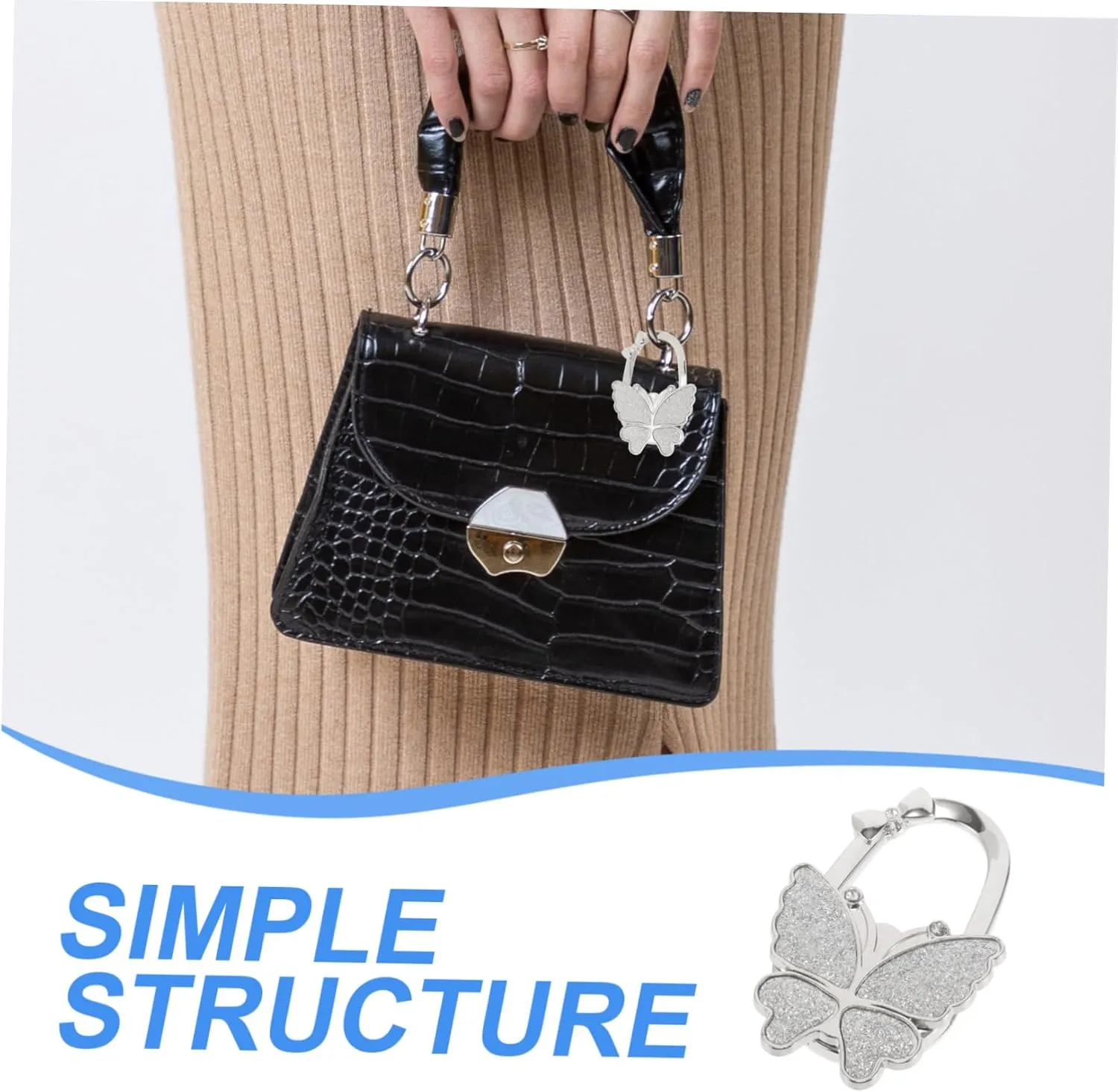 Homoyoyo Butterfly Desk Bag Hook Purse Hanger for Tables Instant Handbag Storage Organizer