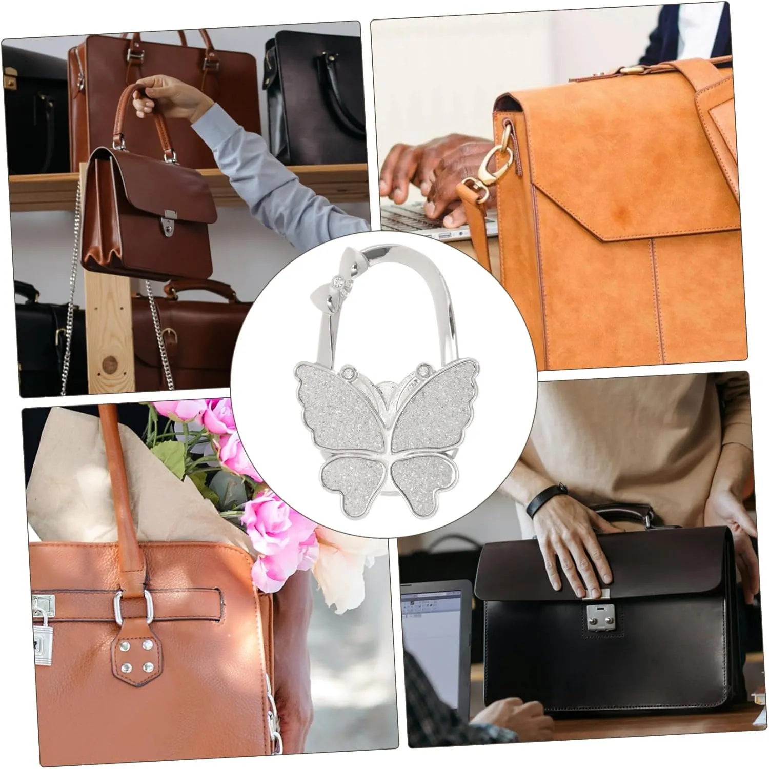 Homoyoyo Butterfly Desk Bag Hook Purse Hanger for Tables Instant Handbag Storage Organizer