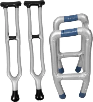 Homoyoyo Inflatable Balloon Toys Black Pvc Crutch Boys and Girls Toy Cane Boys and Girls Medical Stand Inflatable Walking Stick