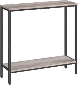 HOOBRO 29.5 Inches Console Table, Narrow Entryway Table with Shelves, Small Sofa Table,for Hallway, Living Room, Bedroom, Foyer, Greige and Black BG22XG01