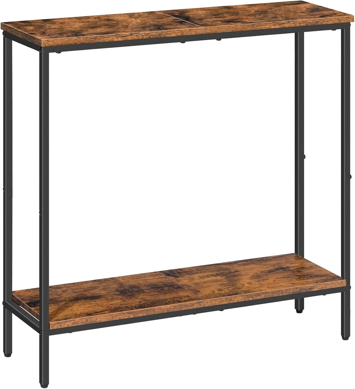 HOOBRO 29.5 Inches Narrow Console Table, Small Sofa Table with Shelves, Display Shelf, for Hallway, Bedroom, Foyer, Living Room, Rustic Brown and Black BF22XG01