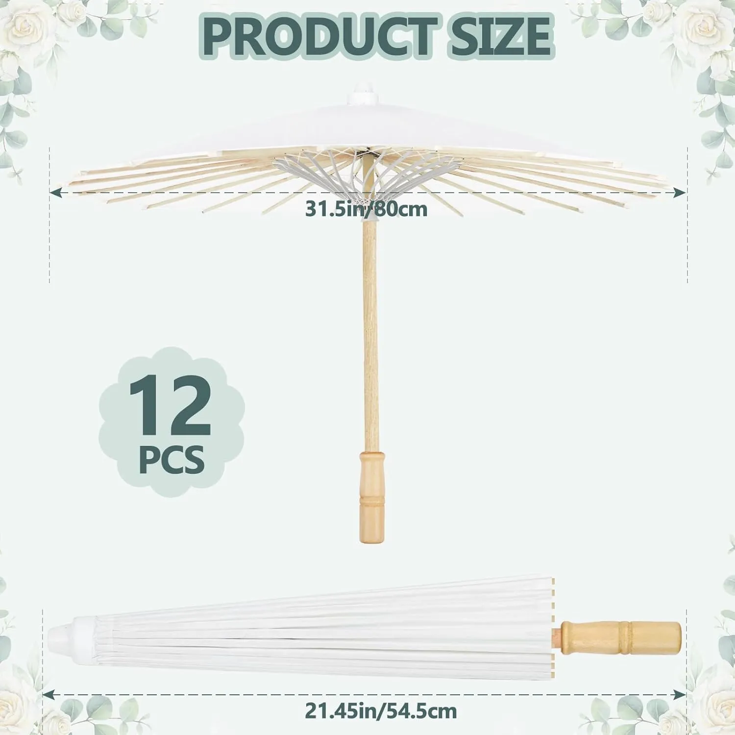 HOOMUU 12 Pcs Parasol Umbrella 33 Inches Paper Umbrellas for Wedding Chinese Japanese Umbrellas DIY Oiled Painting Craft Decorative for Party Decor Outdoor Photography Props