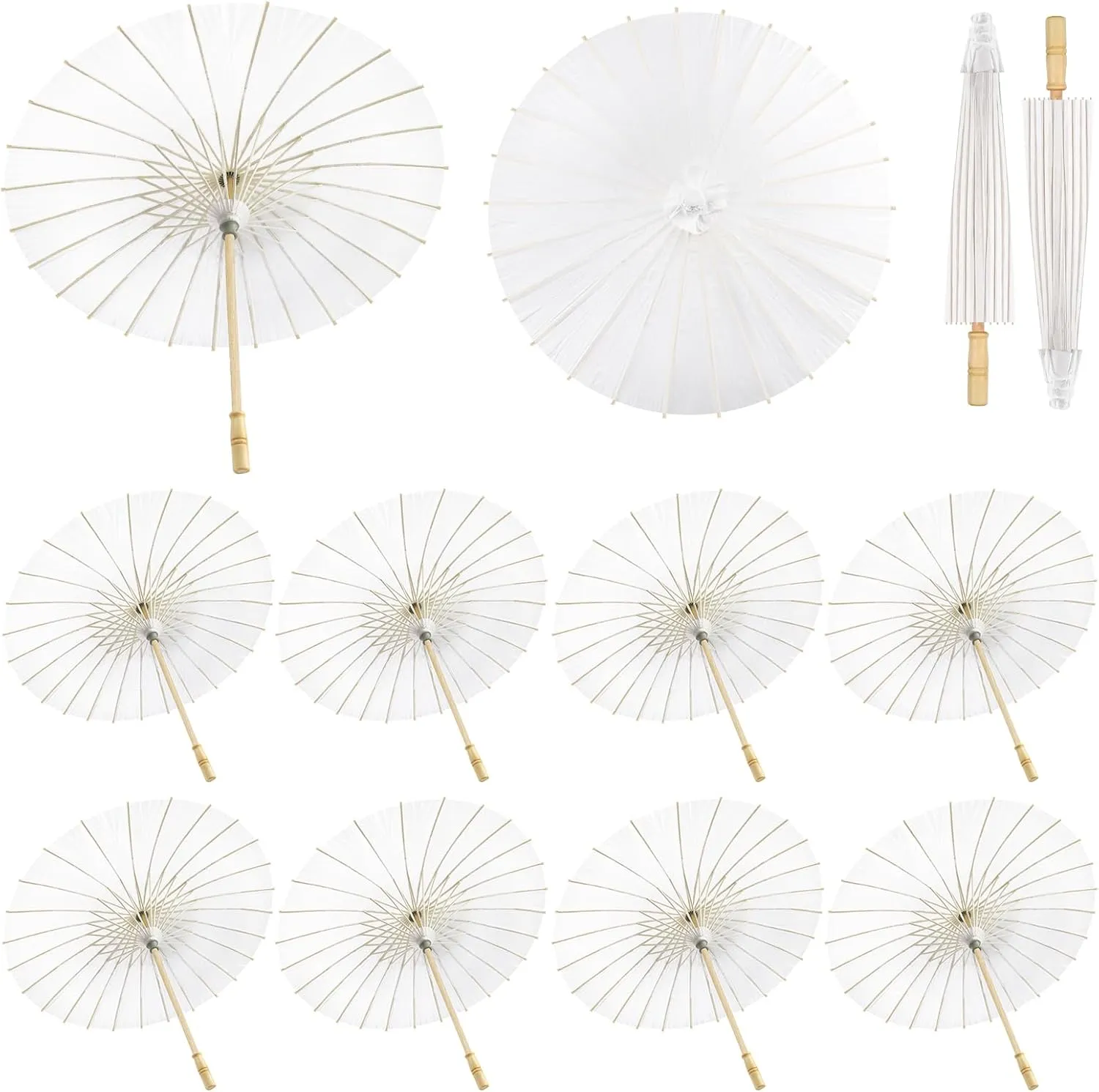 HOOMUU 12 Pcs Parasol Umbrella 33 Inches Paper Umbrellas for Wedding Chinese Japanese Umbrellas DIY Oiled Painting Craft Decorative for Party Decor Outdoor Photography Props