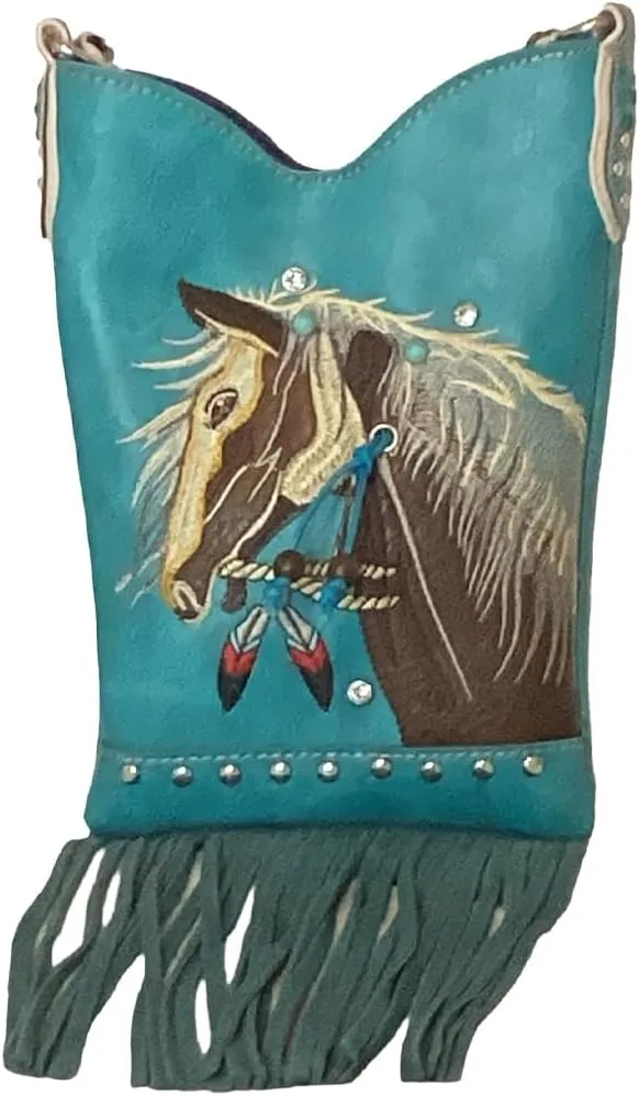 Horse Crossbody Bag Fringe Purse Women Equestrian Gifts Cowgirl Country Western Small Shoulder Handbag