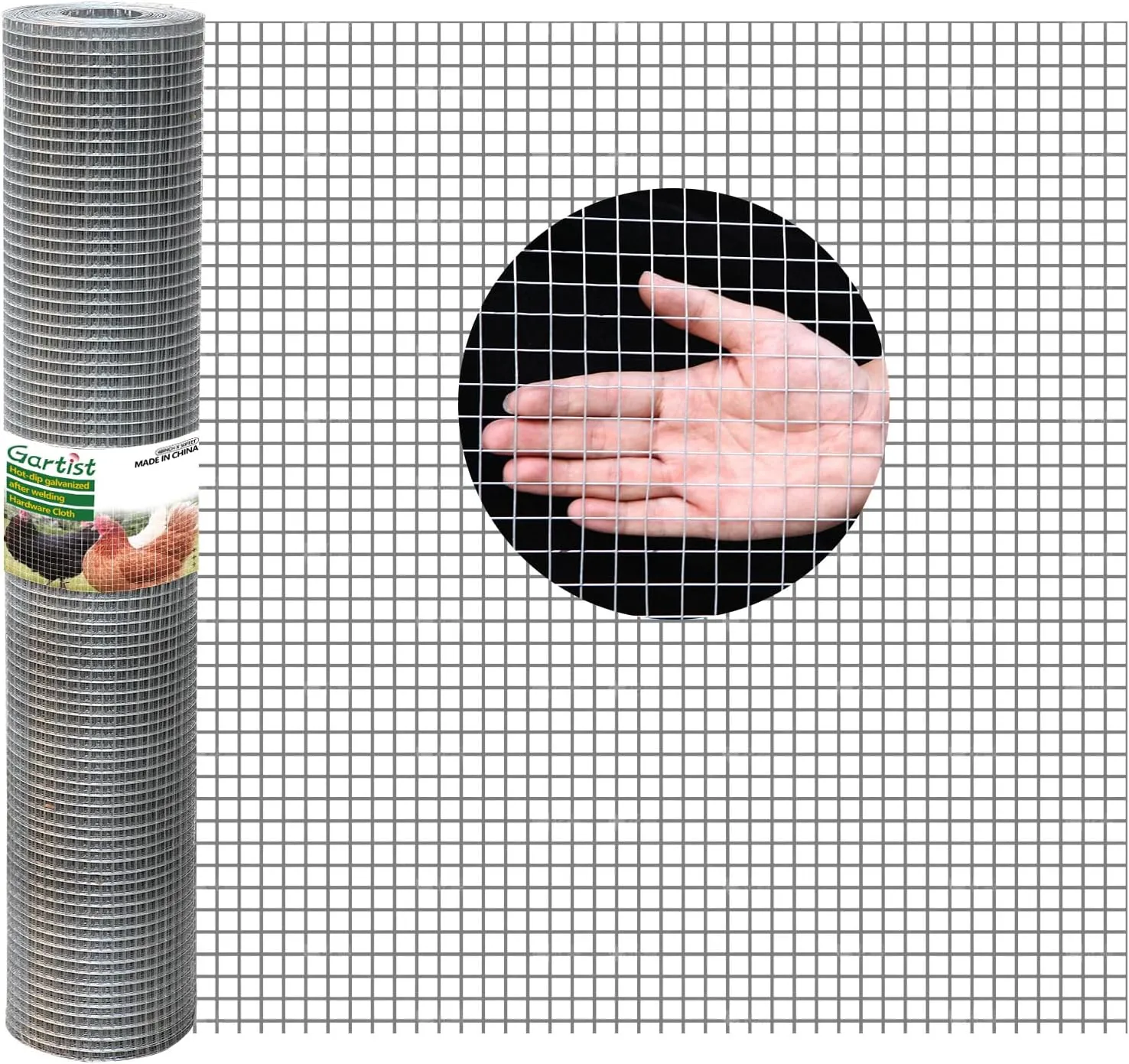 Hot-Dip Galvanized Welded Hardware Cloth,1/2inch 19Ga 16"x50' Chicken Wire Fencing, Raised Garden Bed Supports Wire Mesh Roll, Galvanized Wire Mesh Fence Prevent Snakes, Raccoons, Foxes